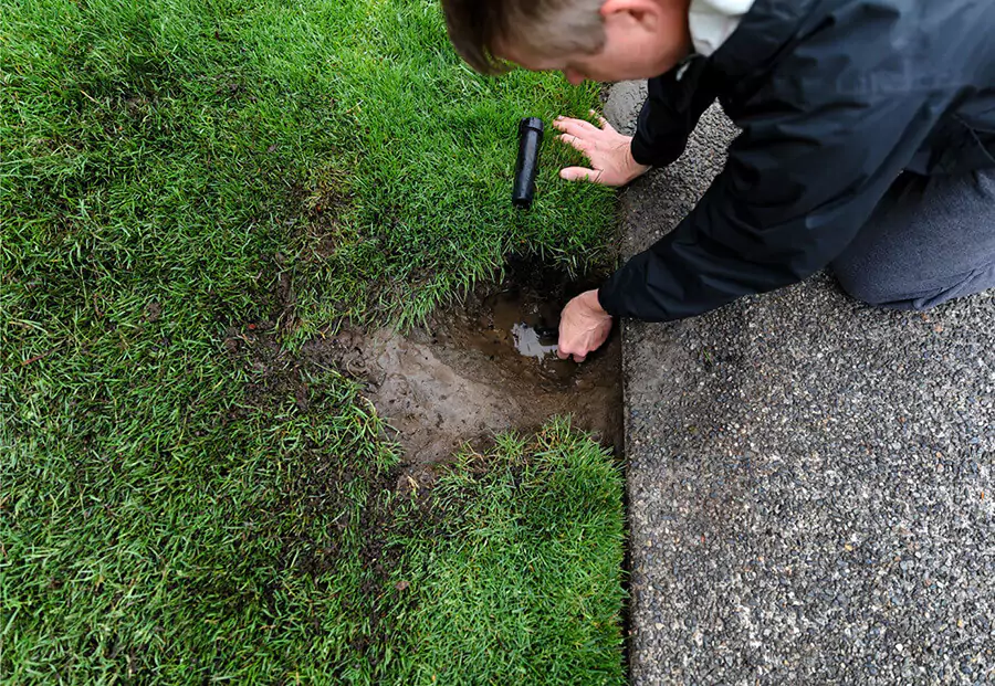 a man repair the sprinkler system