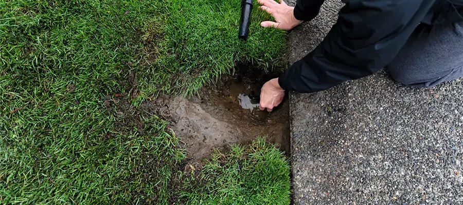leaking-sprinkler-system-repair a man repair the sprinkler system